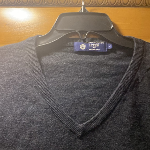 J.Crew Cotton & Cashmere Dark Grey V-Neck Sweater Size Large - Picture 2 of 5